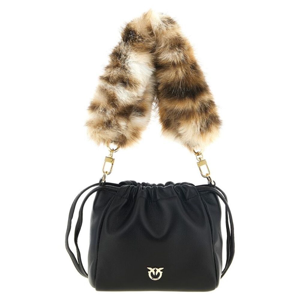 PINKO Black Lambskin Shoulder Women's Bag